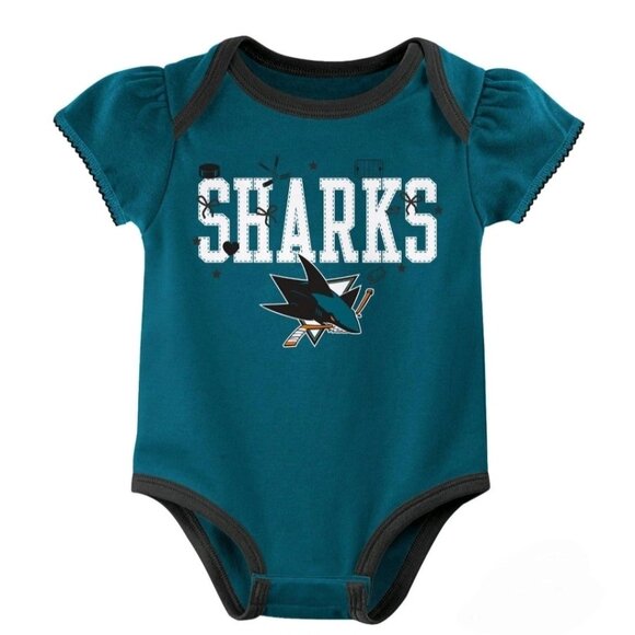 NHL San Jose Sharks Girls Bodysuit 3 Piece Set Size 3-6 Months NWT - Picture 3 of 6